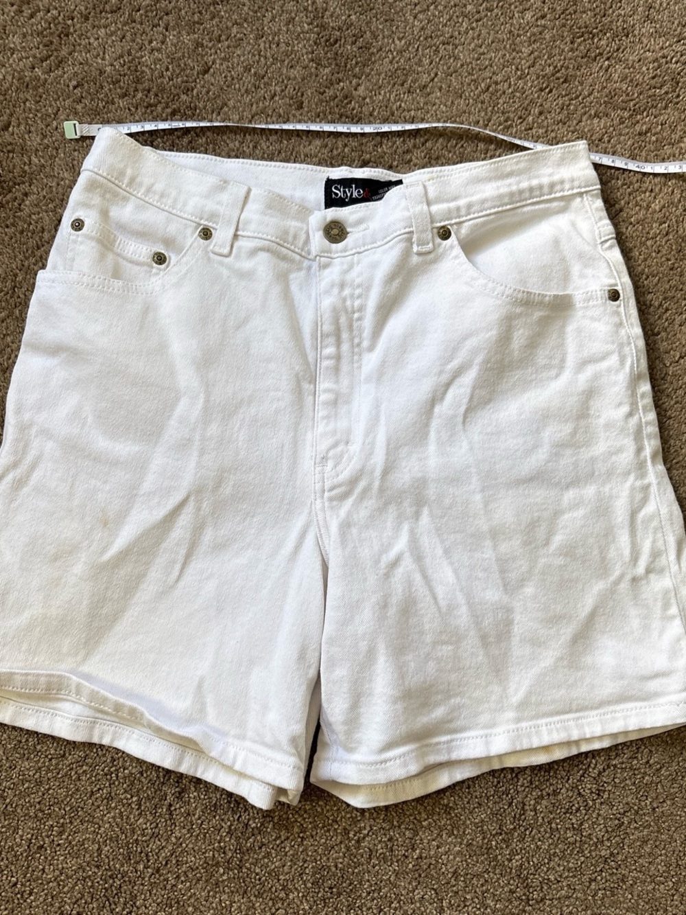 Style & Co. White High-Rise Denim Shorts